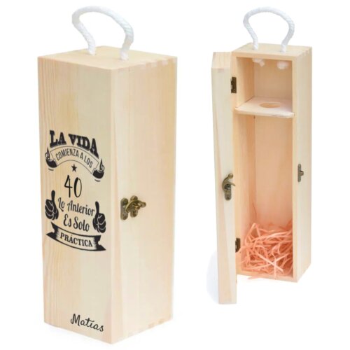 Caja para vino en madera personalizable