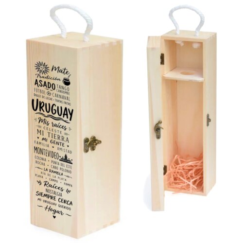 Caja para vino en madera con diseños turísticos